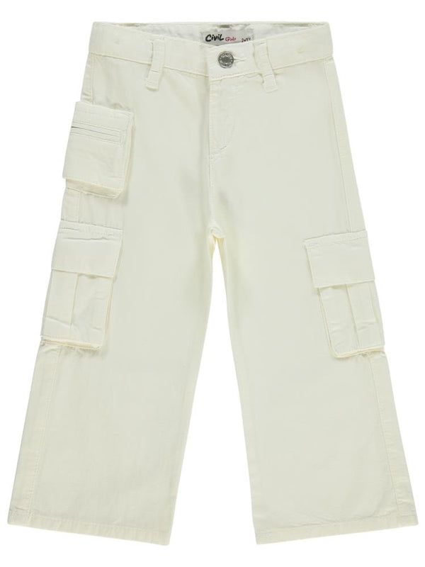 Civil Girls Üç Cepli Kargo 2-5 Yaş Pantolon - Beyaz
