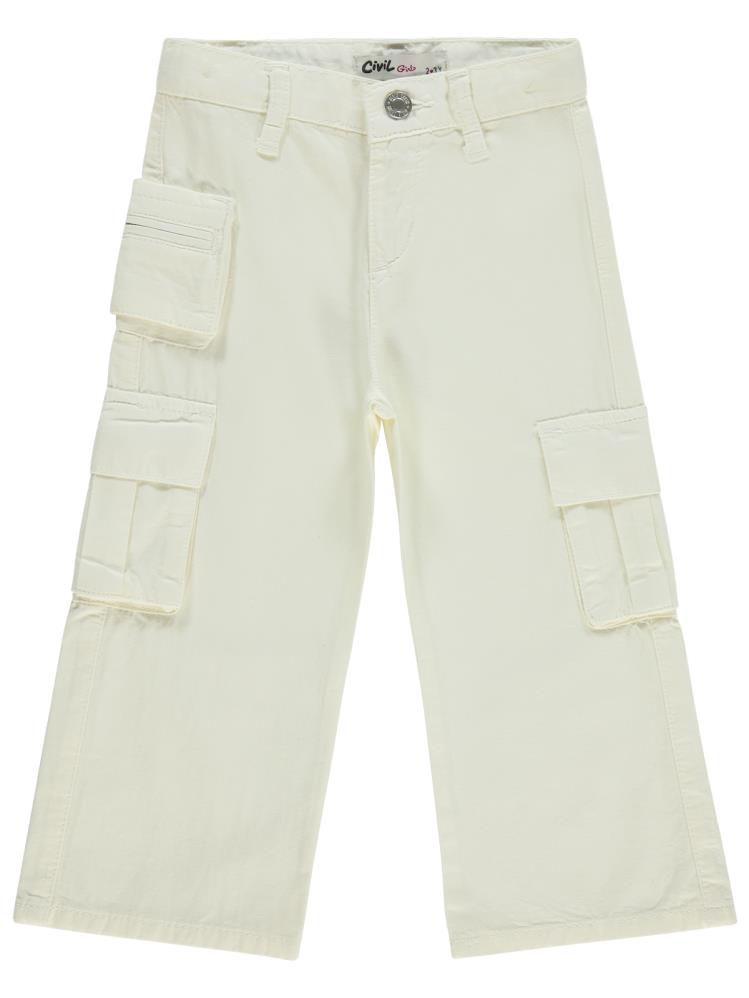 Civil Girls Üç Cepli Kargo 2-5 Yaş Pantolon - Beyaz