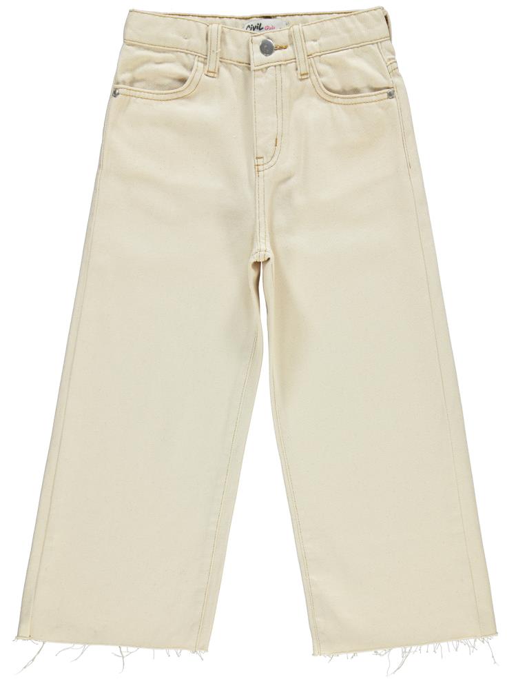 Civil Girls Kesik Paça 6-9 Yaş Pantolon - Ekru