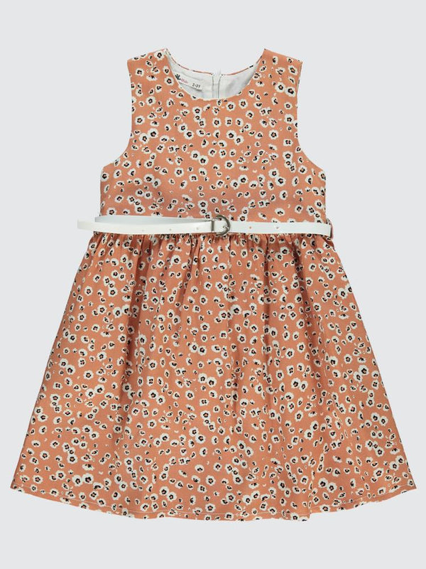 Civil Girls Leopar Desenli 2-5 Yaş Elbise - Beyaz