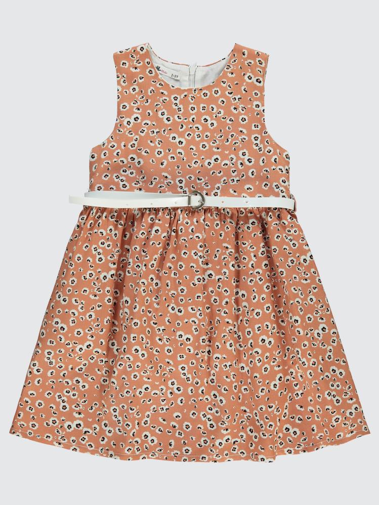 Civil Girls Leopar Desenli 2-5 Yaş Elbise - Beyaz