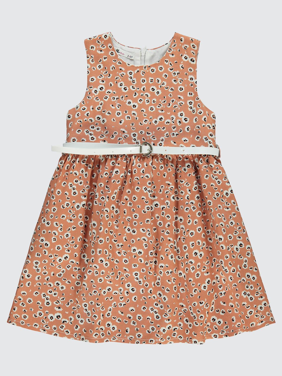Civil Girls Leopar Desenli 2-5 Yaş Elbise - Beyaz
