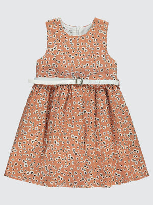 Civil Girls Leopar Desenli 2-5 Yaş Elbise - Beyaz