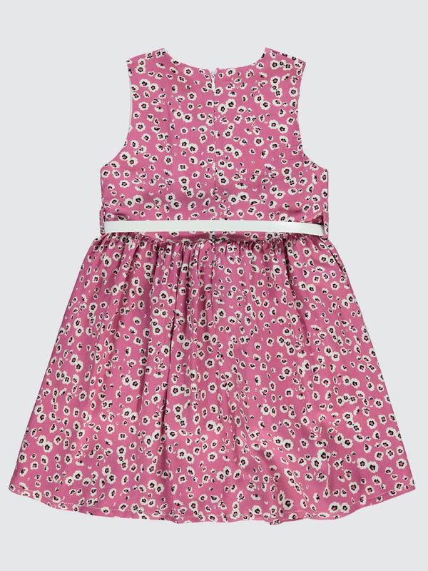Civil Girls Leopar Desenli 2-5 Yaş Elbise - Fusya