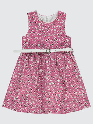 Civil Girls Leopar Desenli 2-5 Yaş Elbise - Fusya