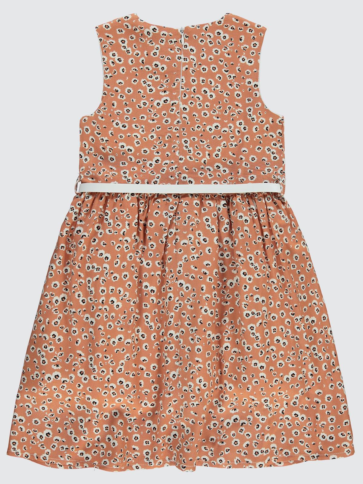 Civil Girls Leopar Desenli 6-9 Yaş Elbise - Beyaz