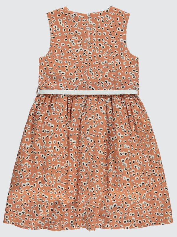 Civil Girls Leopar Desenli 6-9 Yaş Elbise - Beyaz