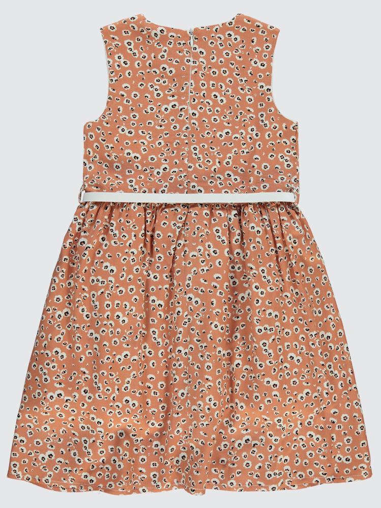 Civil Girls Leopar Desenli 6-9 Yaş Elbise - Beyaz