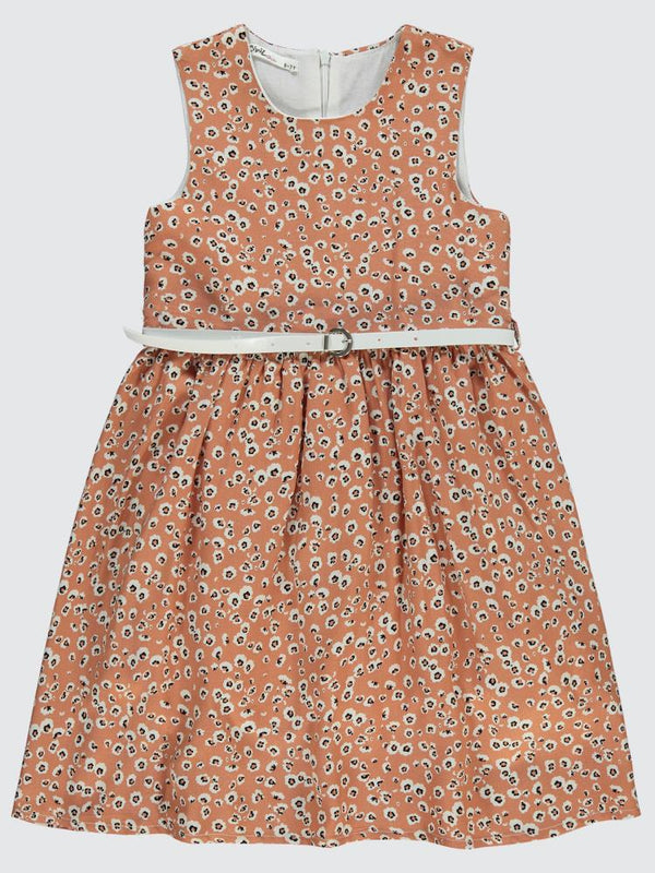 Civil Girls Leopar Desenli 6-9 Yaş Elbise - Beyaz