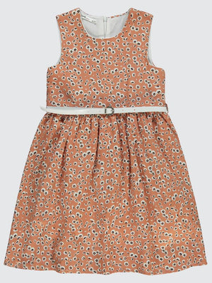 Civil Girls Leopar Desenli 6-9 Yaş Elbise - Beyaz