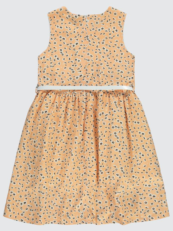 Civil Girls Leopar Desenli 6-9 Yaş Elbise - Pudra