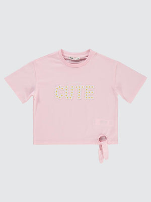 Civil Girls Cute Papatya Nakışlı 10-13 Yaş Tişört - Pembe
