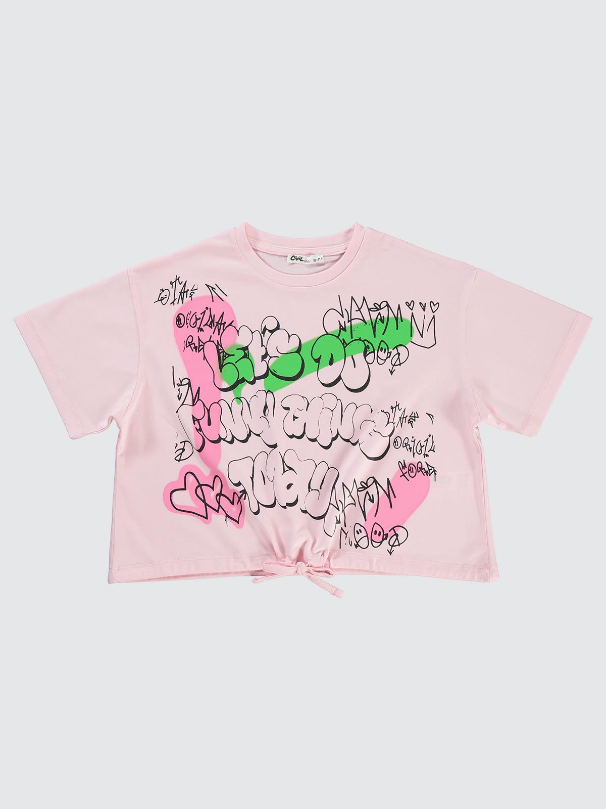Civil Girls Funny Thing Baskılı 10-13 Yaş Tişört - Pembe