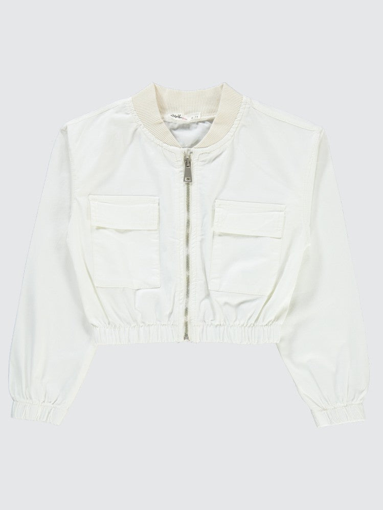 Civil Girls Crop 6-9 Yaş Ceket - Beyaz
