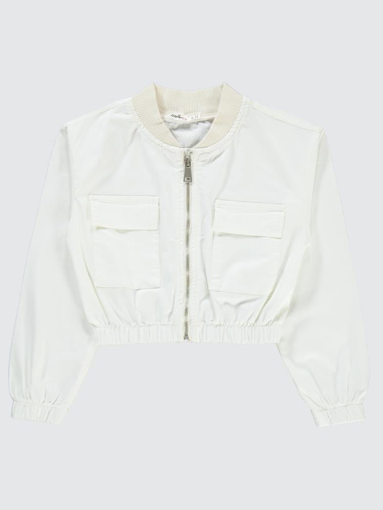 Civil Girls Crop 10-13 Yaş Ceket - Beyaz