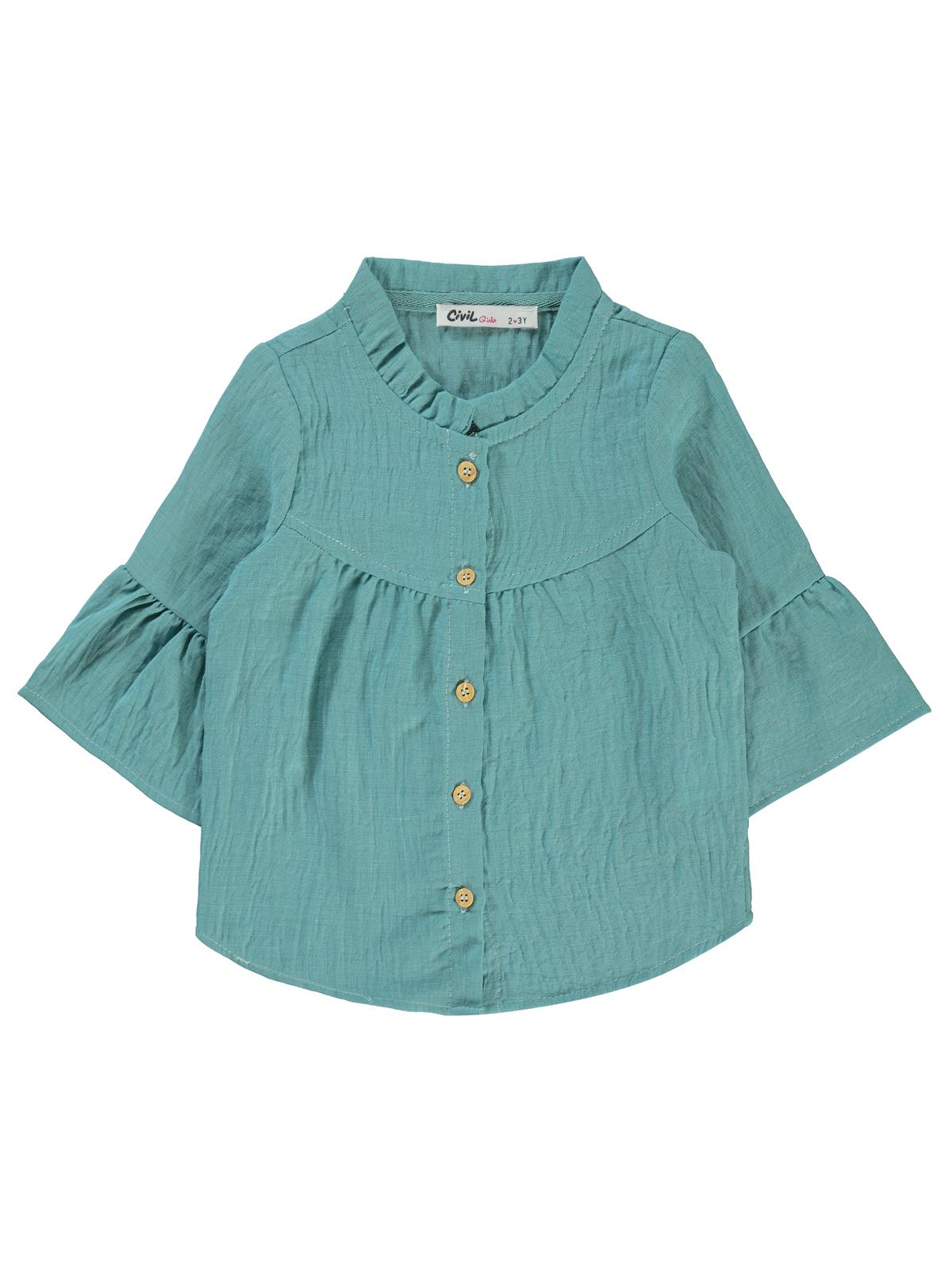 Civil Girls Valon Kol 2-5 Yaş Gömlek - Yeşil