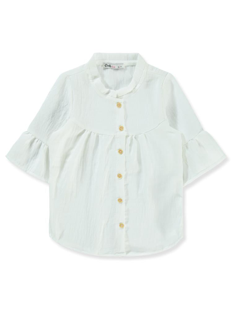 Civil Girls Valon Kol 6-9 Yaş Gömlek - Beyaz