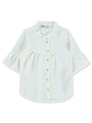 Civil Girls Valon Kol 6-9 Yaş Gömlek - Beyaz