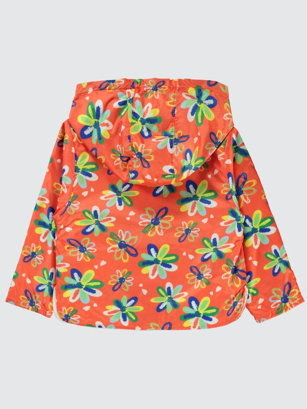 Civil Girls Çiçek Baskılı 2-5 Yaş Yağmurluk - Turuncu