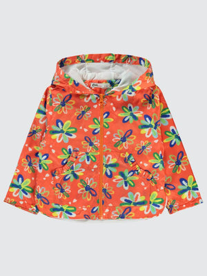 Civil Girls Çiçek Baskılı 2-5 Yaş Yağmurluk - Turuncu