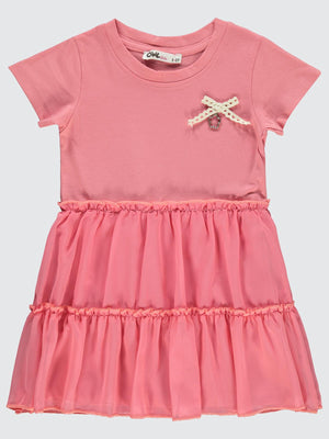 Civil Girls Fırfırlı Aksesuarlı 2-5 Yaş Elbise - Pembe