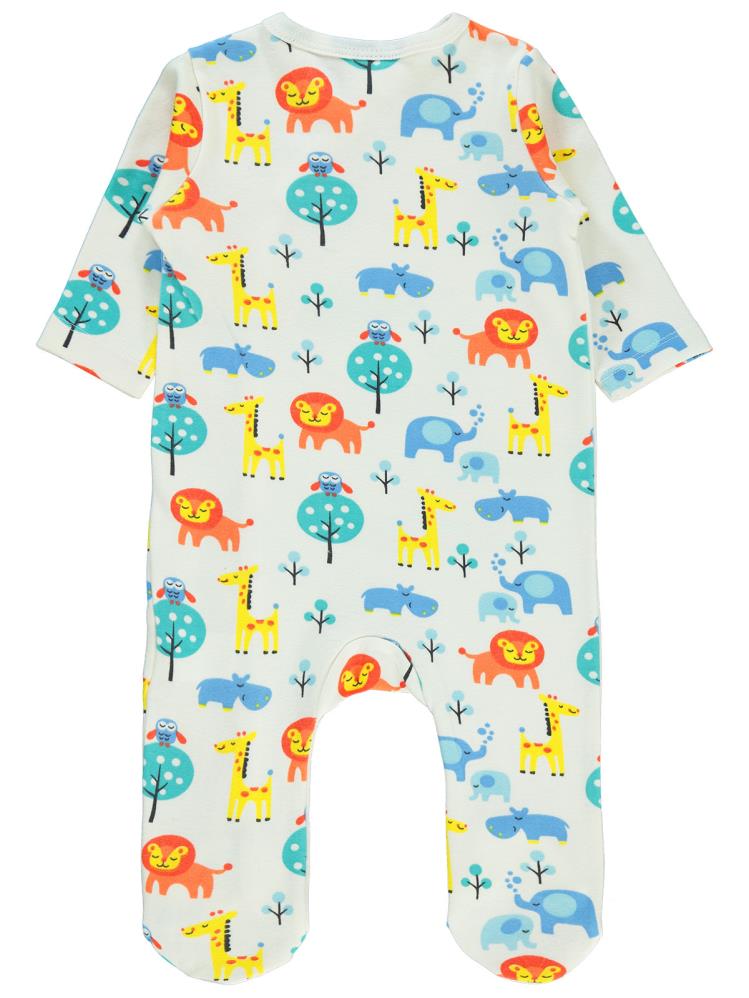 Civil Baby Renkli Hayvanlar Empirme Patikli 1-6 Ay Tulum - Ekru