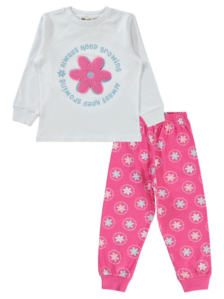 Civil Girls Papatya Desenli 2-5 Yaş Pijama Takımı - Pembe