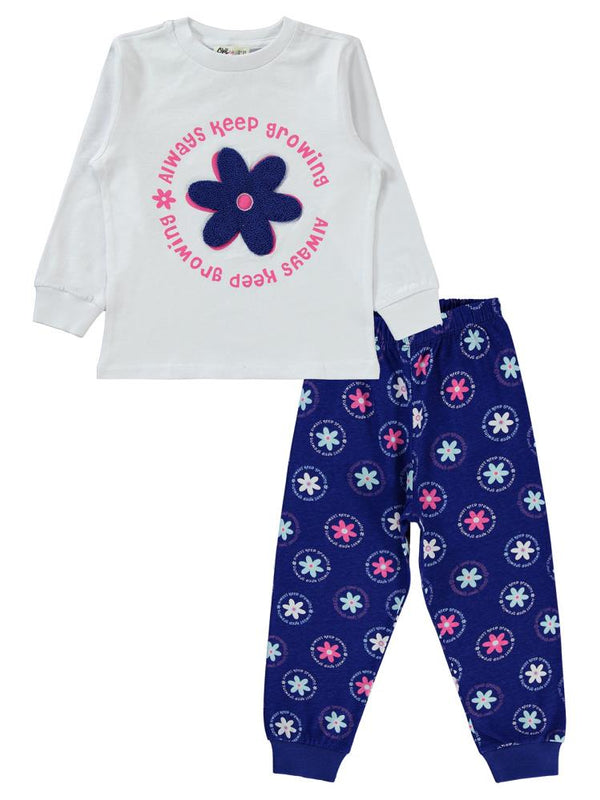 Civil Girls Papatya Desenli 2-5 Yaş Pijama Takımı - Mavi