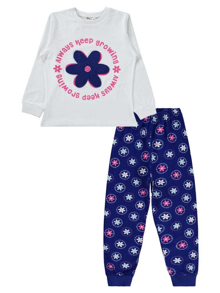 Civil Girls Papatya Desenli 6-9 Yaş Pijama Takımı - Mavi