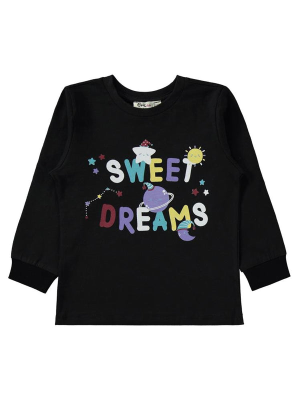 Civil Girls Gezegen Baskılı 2-5 Yaş Pijama Takımı - Siyah