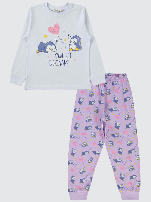 Civil Girls Penguen Baskılı 10-13 Yaş Pijama Takımı - Beyaz