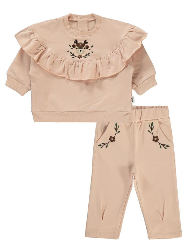 Civil Baby Nakışlı 6-18 Ay Takım - Bej
