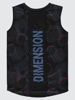 Civil Boys Geometrik Desen Empirme Sıfır Kol 10-13 Yaş Tişört - Siyah
