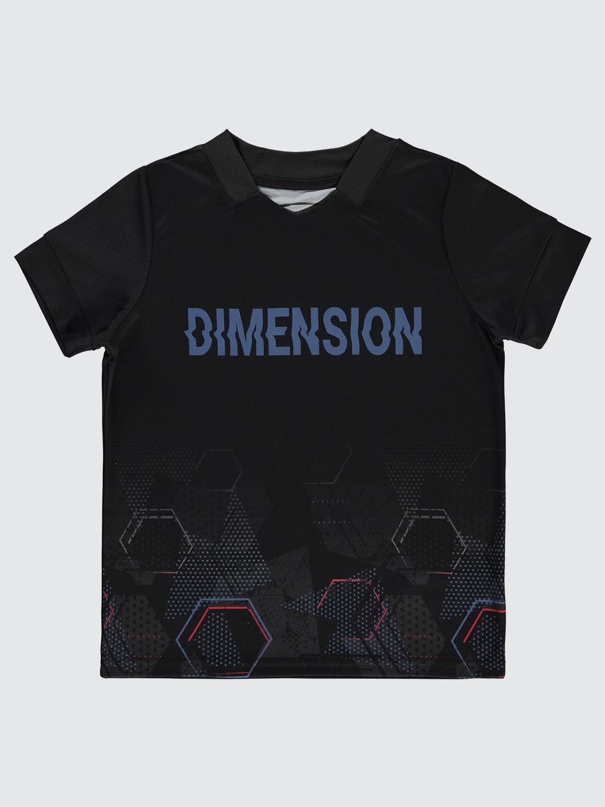 Civil Boys Geometrik Desen Dımensıon Baskılı 10-13 Yaş Tişört - Siyah