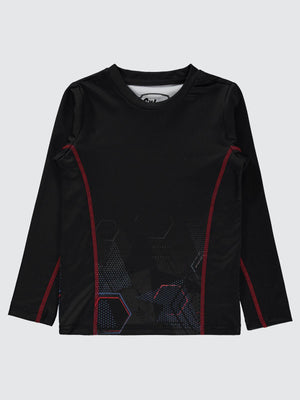 Civil Boys Geometrik Desen Baskılı 6-9 Yaş Sweatshirt - Siyah