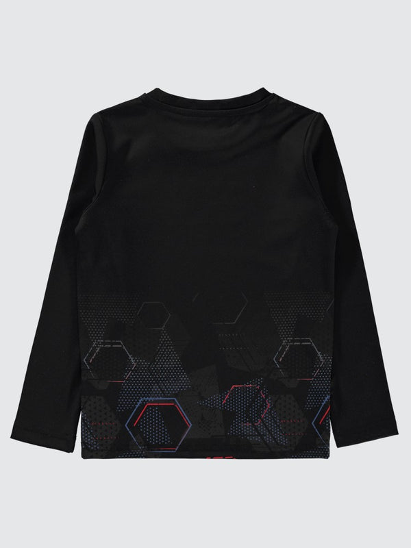 Civil Boys Geometrik Desen Baskılı 6-9 Yaş Sweatshirt - Siyah