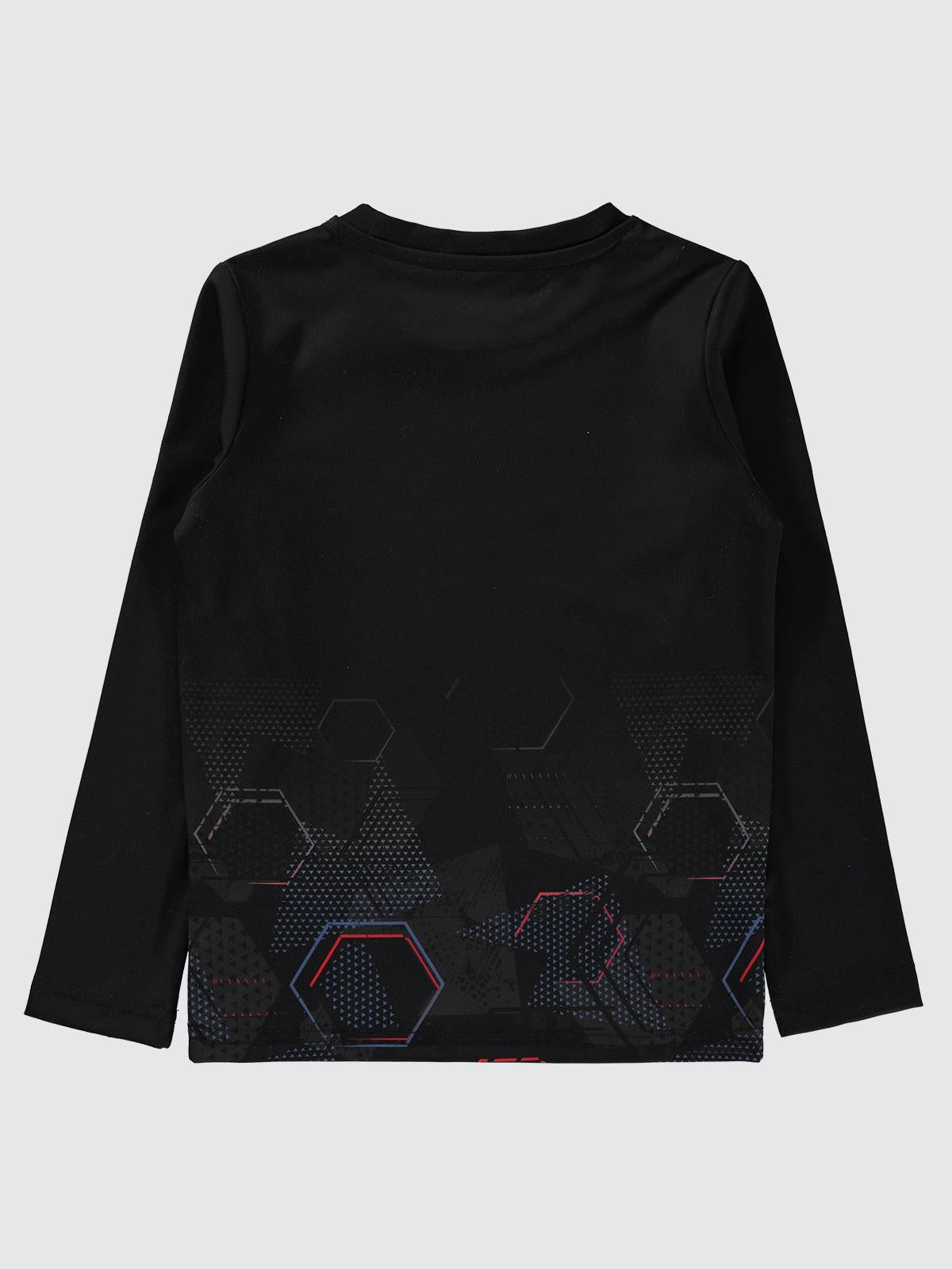 Civil Boys Geometrik Desen Baskılı 6-9 Yaş Sweatshirt - Siyah