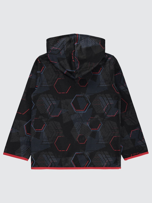 Civil Boys Geometrik Desen Empirme 10-13 Yaş Hırka - Siyah
