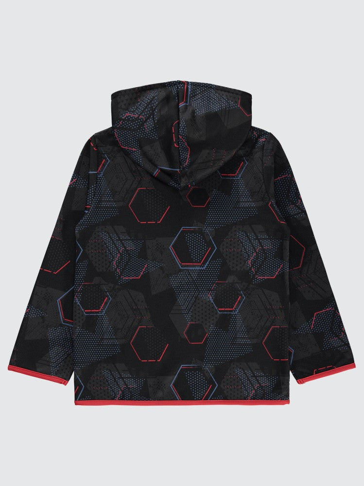 Civil Boys Geometrik Desen Empirme 10-13 Yaş Hırka - Siyah