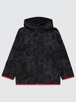 Civil Boys Geometrik Desen Empirme 10-13 Yaş Hırka - Siyah