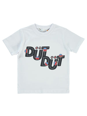 Kukuli Dütdüt Baskılı 2-5 Yaş Tişört - Beyaz