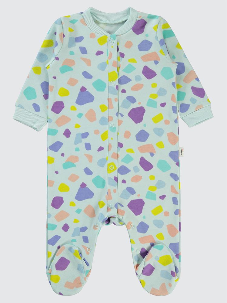 Civil Baby Renkli Parçalar Empirme Patikli 1-6 Ay Tulum - Yeşil