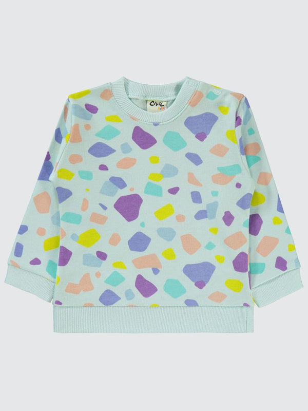 Civil Baby Renkli Parçalar Empirme 6-18 Ay Sweatshirt - Yeşil