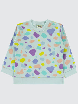 Civil Baby Renkli Parçalar Empirme 6-18 Ay Sweatshirt - Yeşil