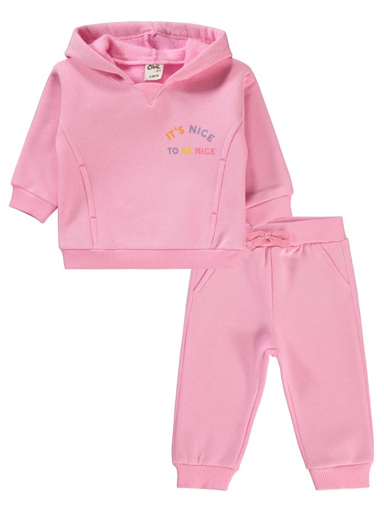 Civil Baby Yazı Baskılı 6-18 Ay Takım - Pembe