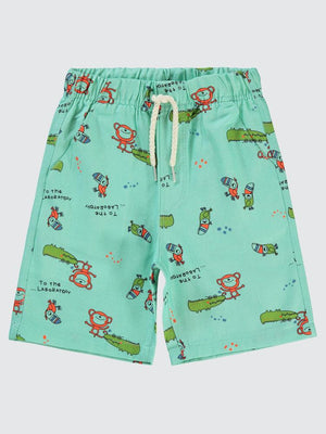 Civil Boys Papağan Baskılı 2-5 Yaş Şort - Yeşil