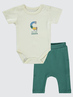 Civil Baby Zürafa Baskılı Prematüre Takım - Yeşil