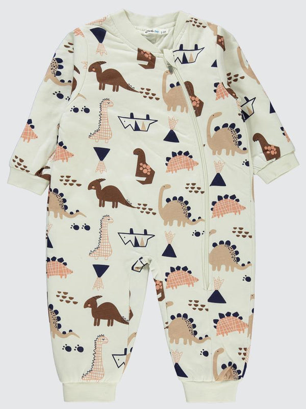 Civil Boys Çizgisel Dino Empirme 2-5 Yaş Uyku Tulumu - Bej