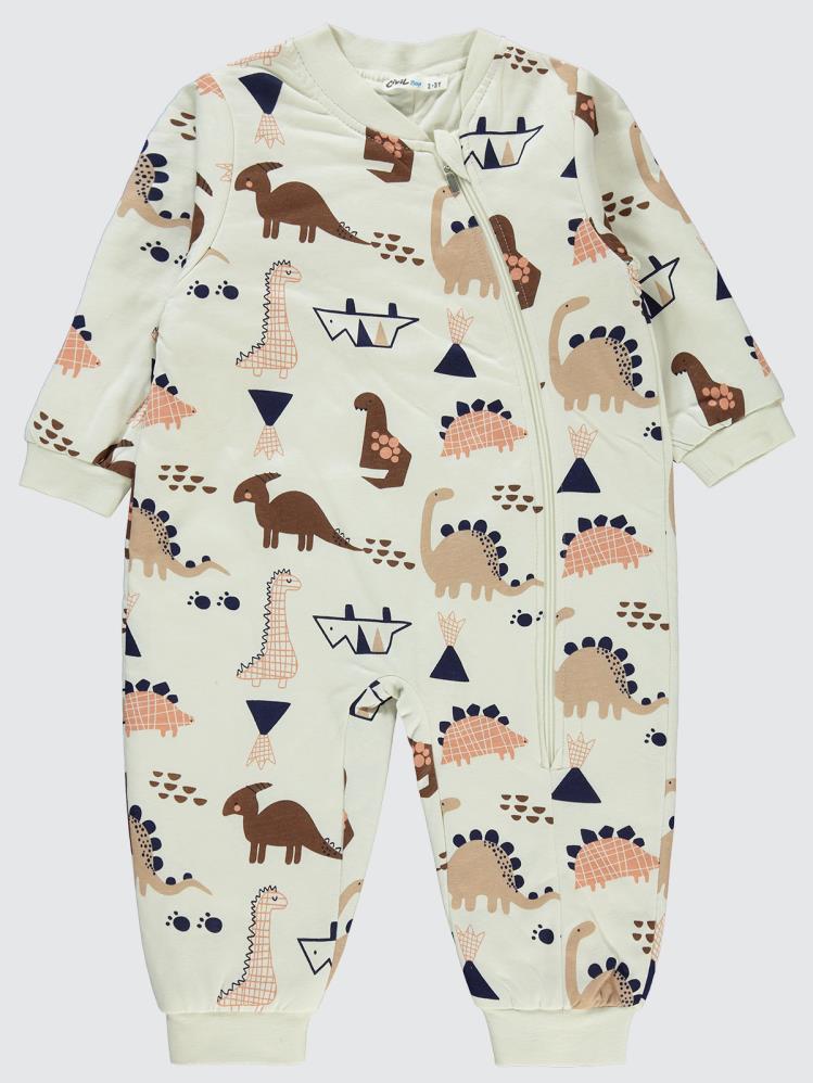 Civil Boys Çizgisel Dino Empirme 2-5 Yaş Uyku Tulumu - Bej