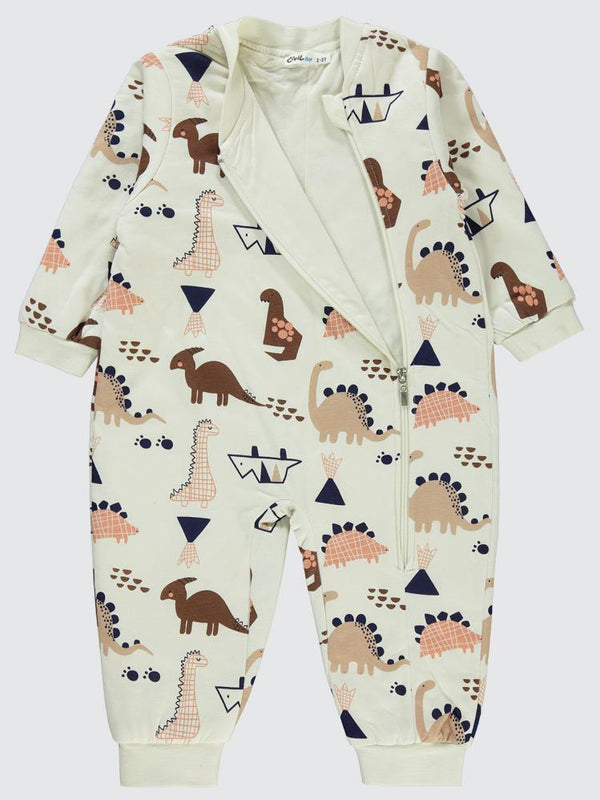 Civil Boys Çizgisel Dino Empirme 2-5 Yaş Uyku Tulumu - Bej